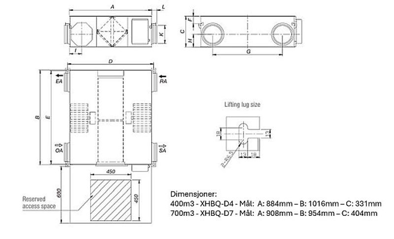 400 m3/h Balansert ventilasjon aggregat 